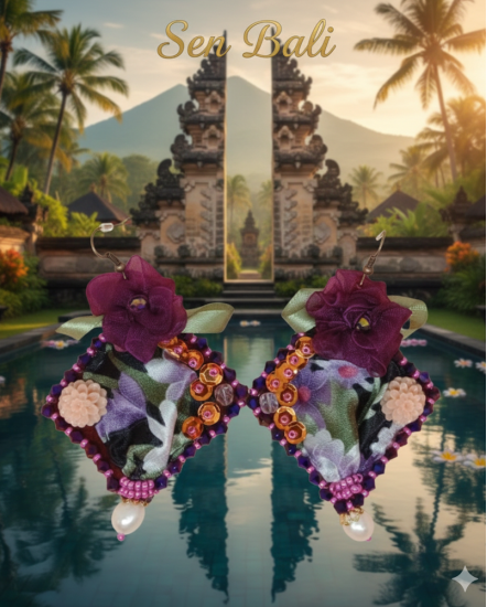 Šité dizajnové náušnice "Sen Bali"